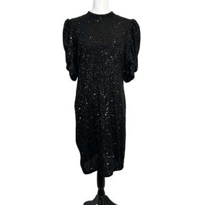 Joie Black Sequin Short-Sleeve Cocktail Dress